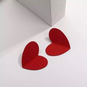 Red Stud Heart Earrings